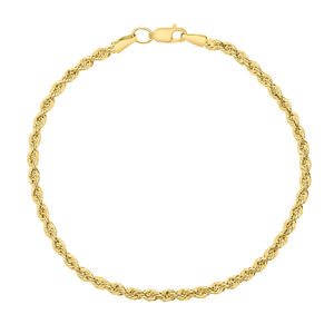 14K Yellow Gold Filled 3.3MM Rope Chain Bracelet with Lobster Clasp